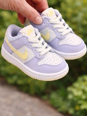 Nike Toddler Dunk Low Pastel Lavender Yellow Sneakers Size 6C Shoes Kids